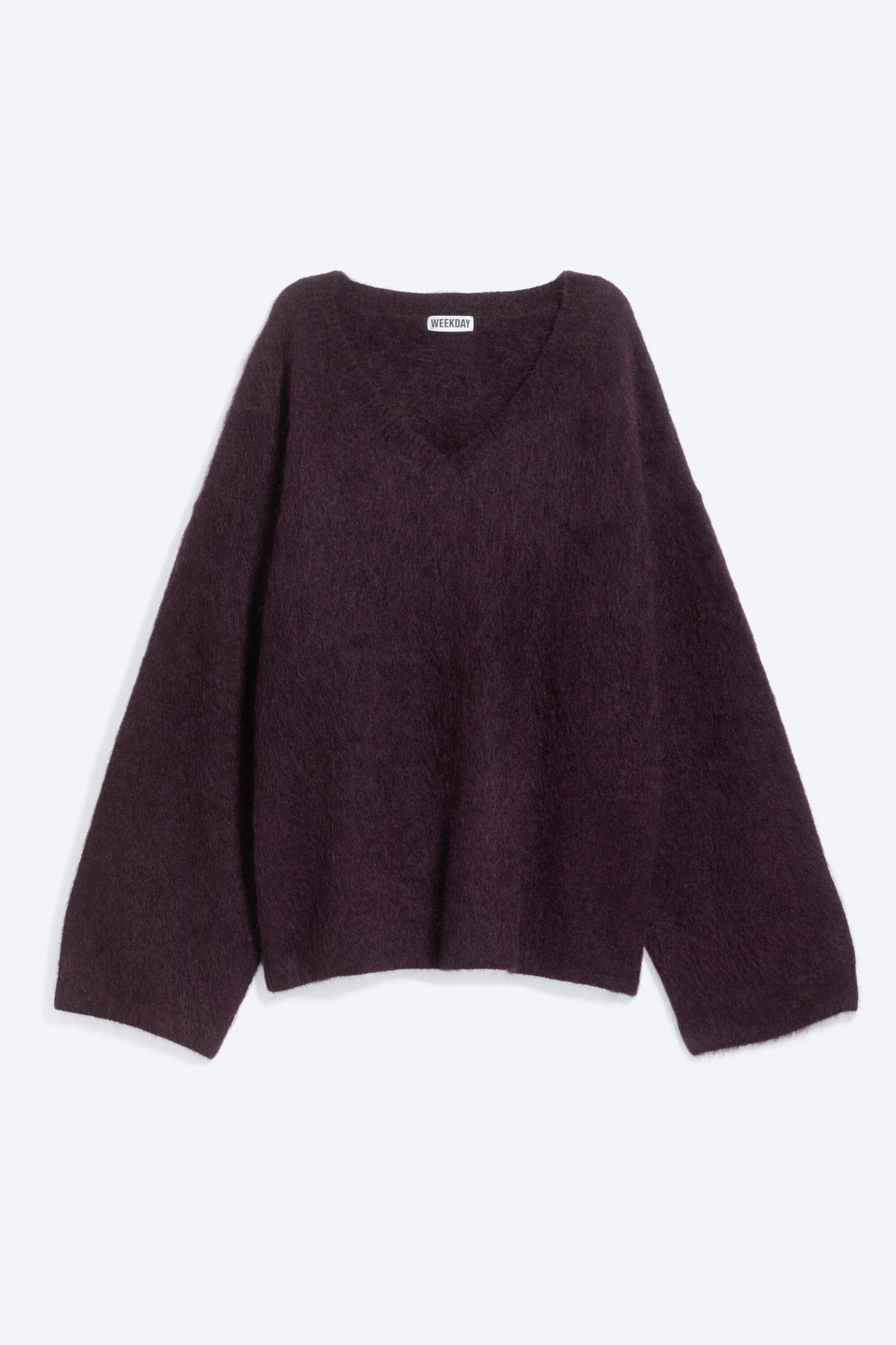 Dark Lilac - Mohair-blend V-neck Sweater - 4
