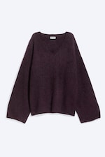Dark Lilac - Mohair-blend V-neck Sweater - 4