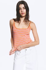 Striped Pink/Orange - Schmal geschnittenes Trägertop - 0