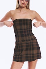 Carreaux Dark Brown - Mini robe de costume tube - 0