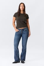 Dusky Blue - Medium Blue - Hour Low Rise Skinny Bootcut Leg Jeans - 0