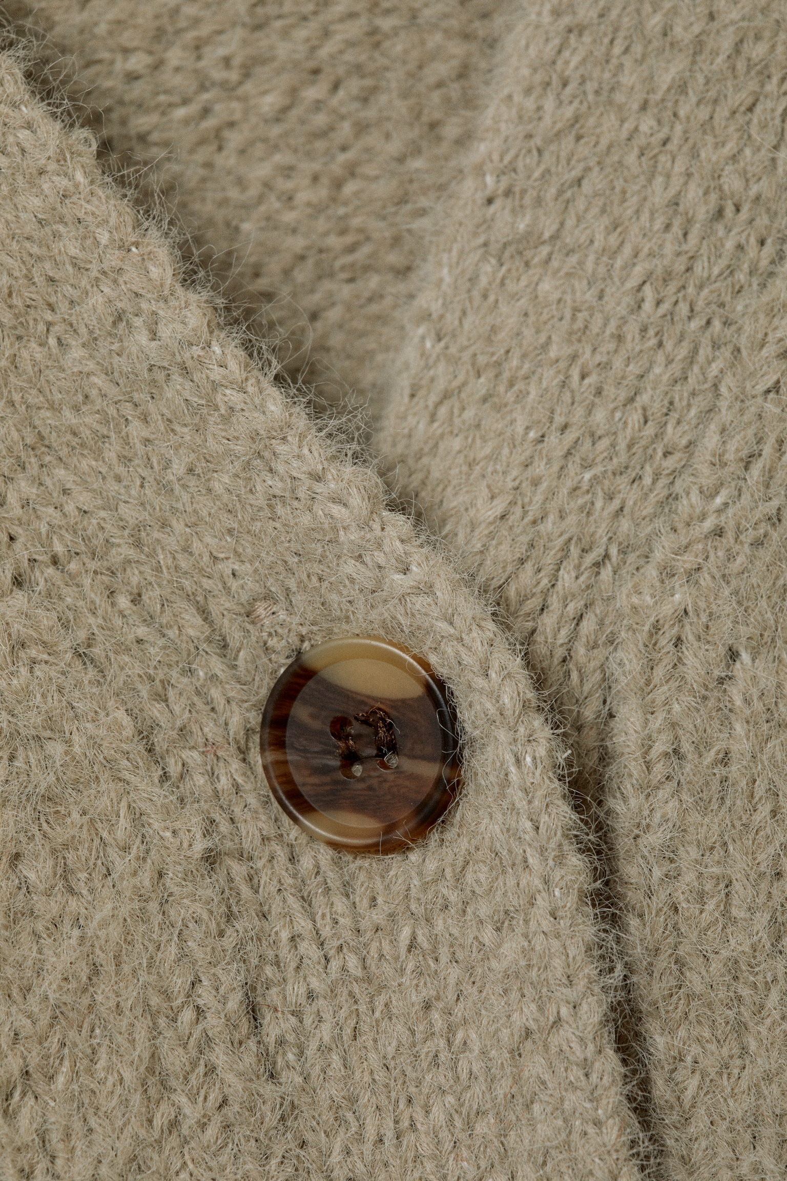 Ribbed V-Neck Cardigan - Dusty Mole/Light Dusty Pink - 4