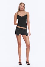 Ink Black - Noir - Short denim ajusté taille basse - 0
