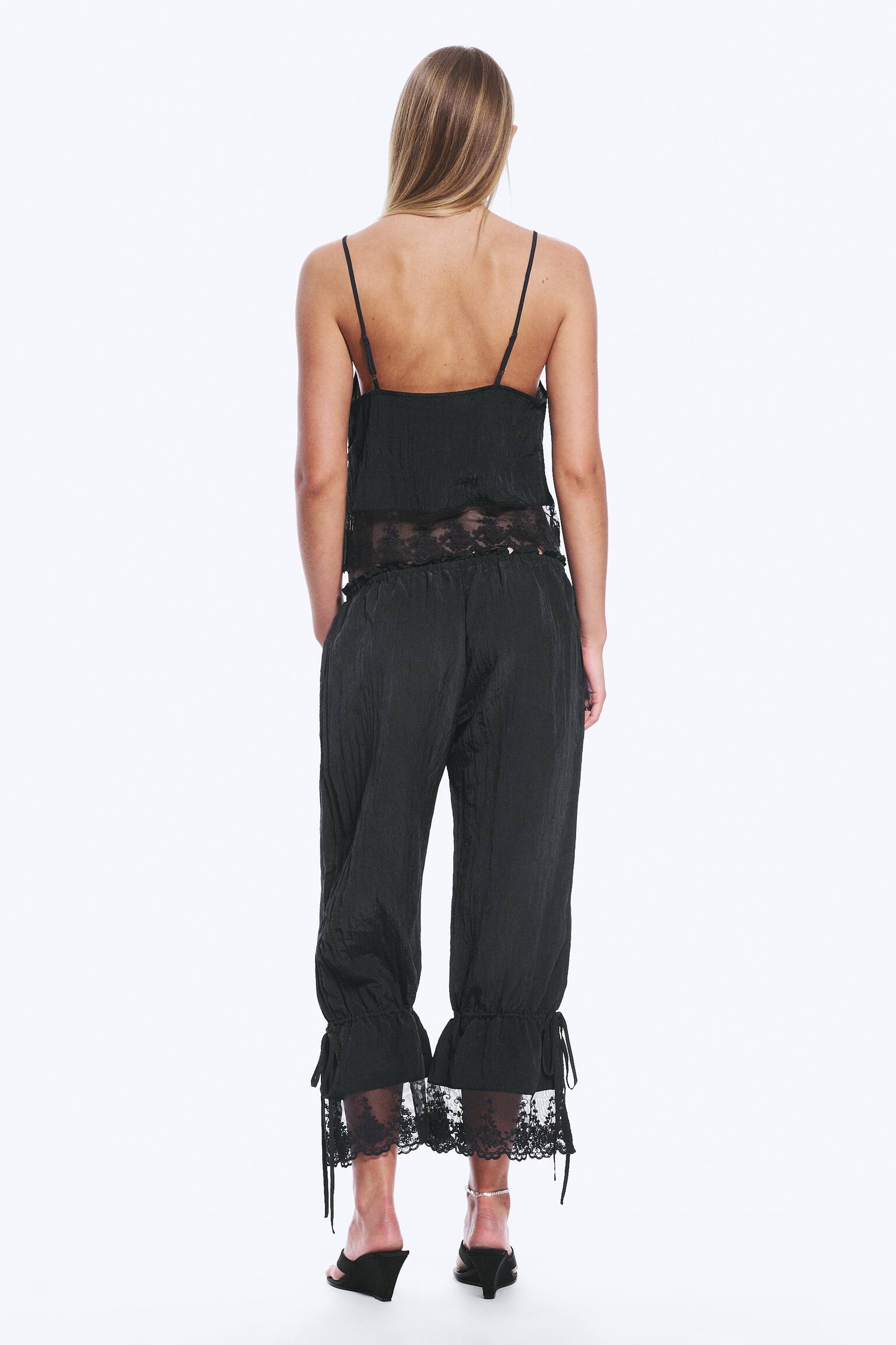 Rosabel lågmidjade lediga bloomers med spets - Svart/Ljusrosa - 6