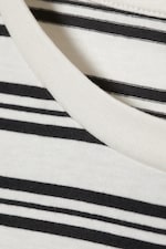 White - Black Stripes - Long-Sleeved Cotton T-shirt - 4