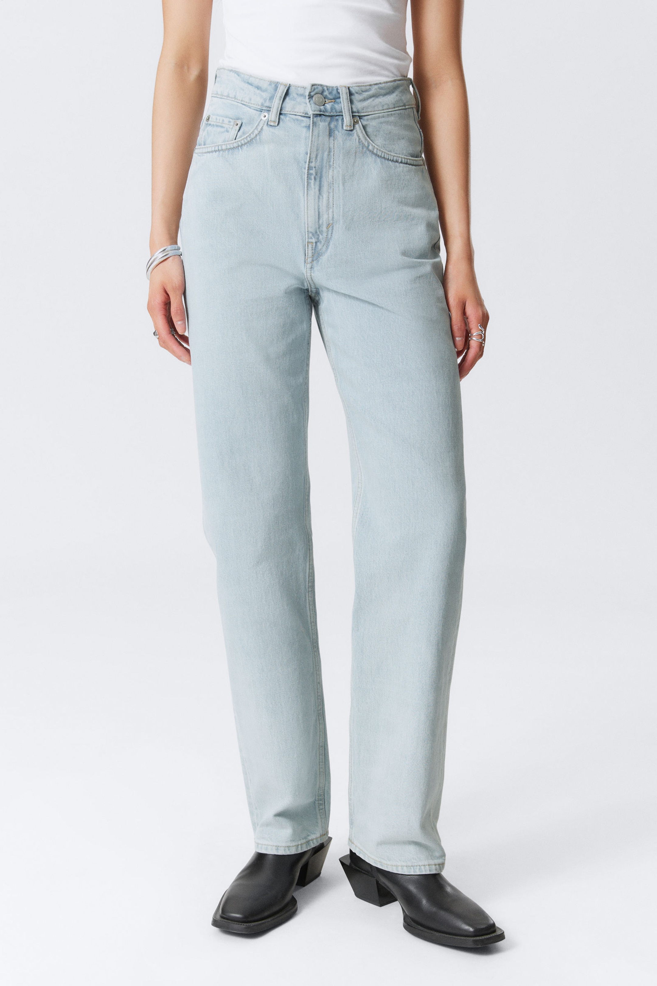 #8898AC - Rowe Super High Waisted Regular Straight Leg Jeans - 2