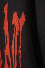 Black - Oversized Graphic Cotton Knit Sweater - 1