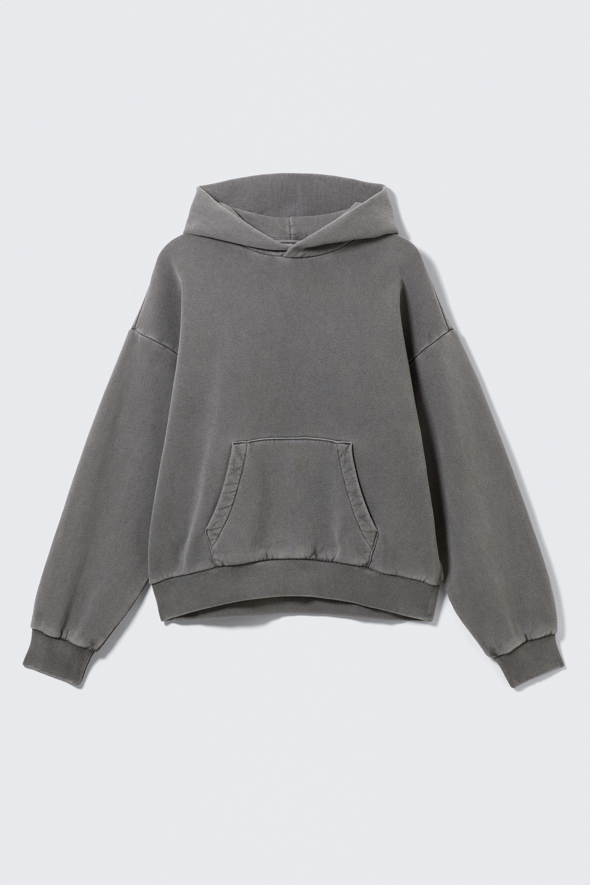 Washed Dark Grey - Loose Heavyweight Cotton Terry Hoodie - 3