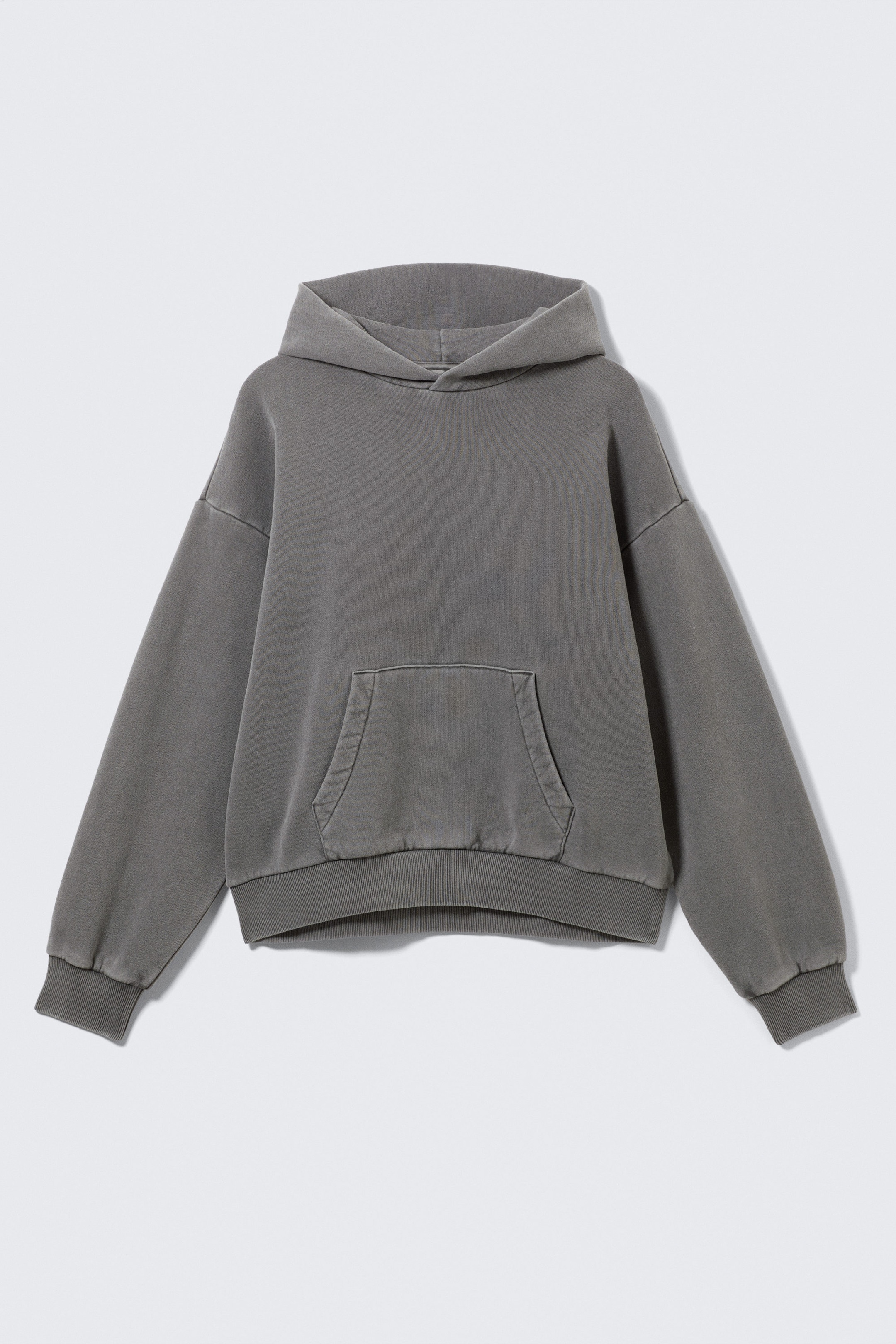 Washed Dark Grey - Loose Heavyweight Cotton Hoodie - 3