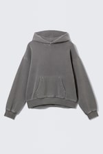Washed Dark Grey - Loose Heavyweight Cotton Hoodie - 3