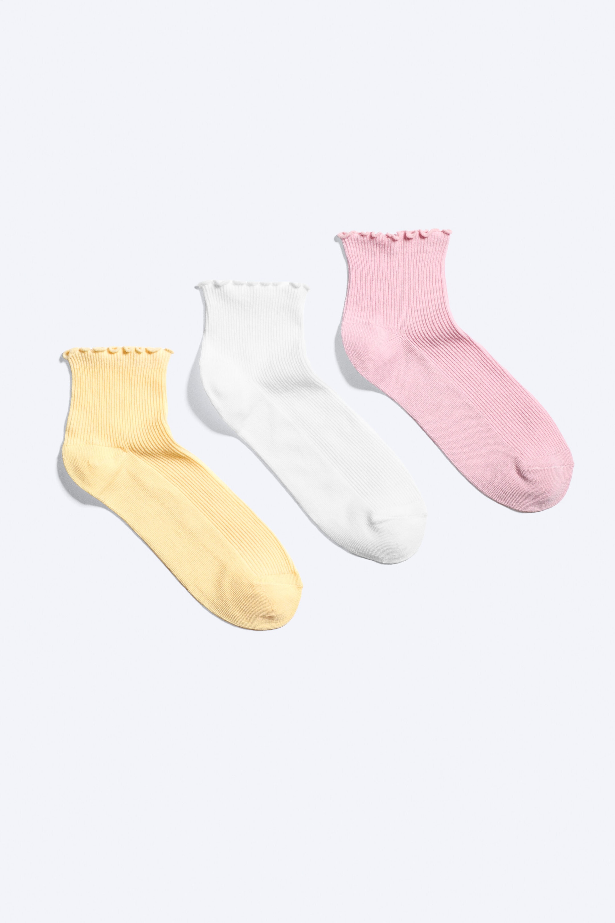 Rosa/Vit/Gul - 3-pack Frill Edge Short Socks - 0