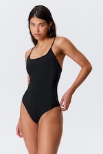 Black - Square-Neck Swimsuit - 0