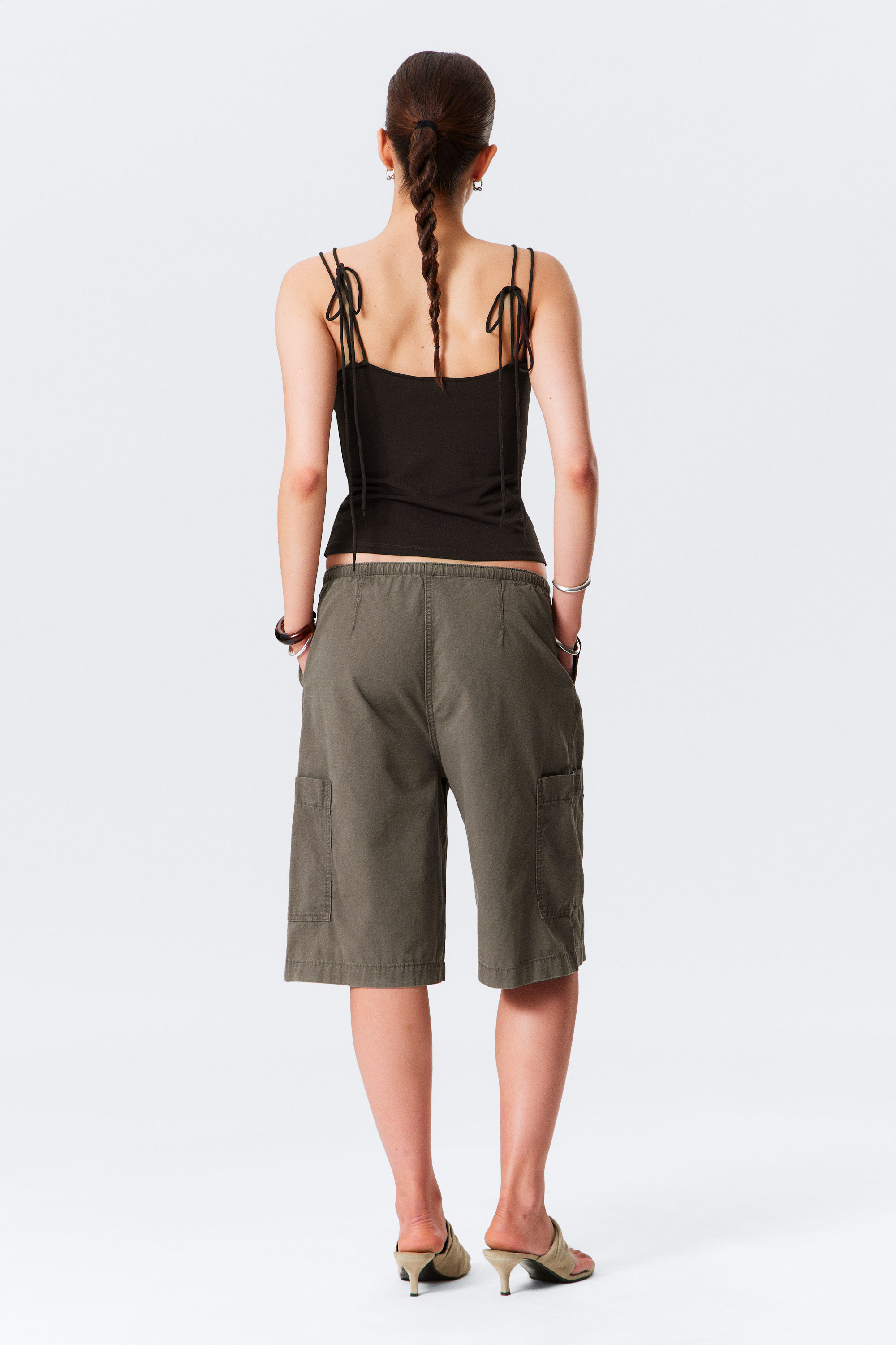 Dark Brown - Strappy Boat-Neck Jersey Tank Top - 2