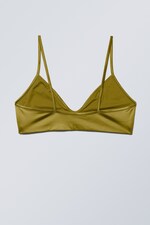 Khaki green - Shine Triangle Bikini Top - 1