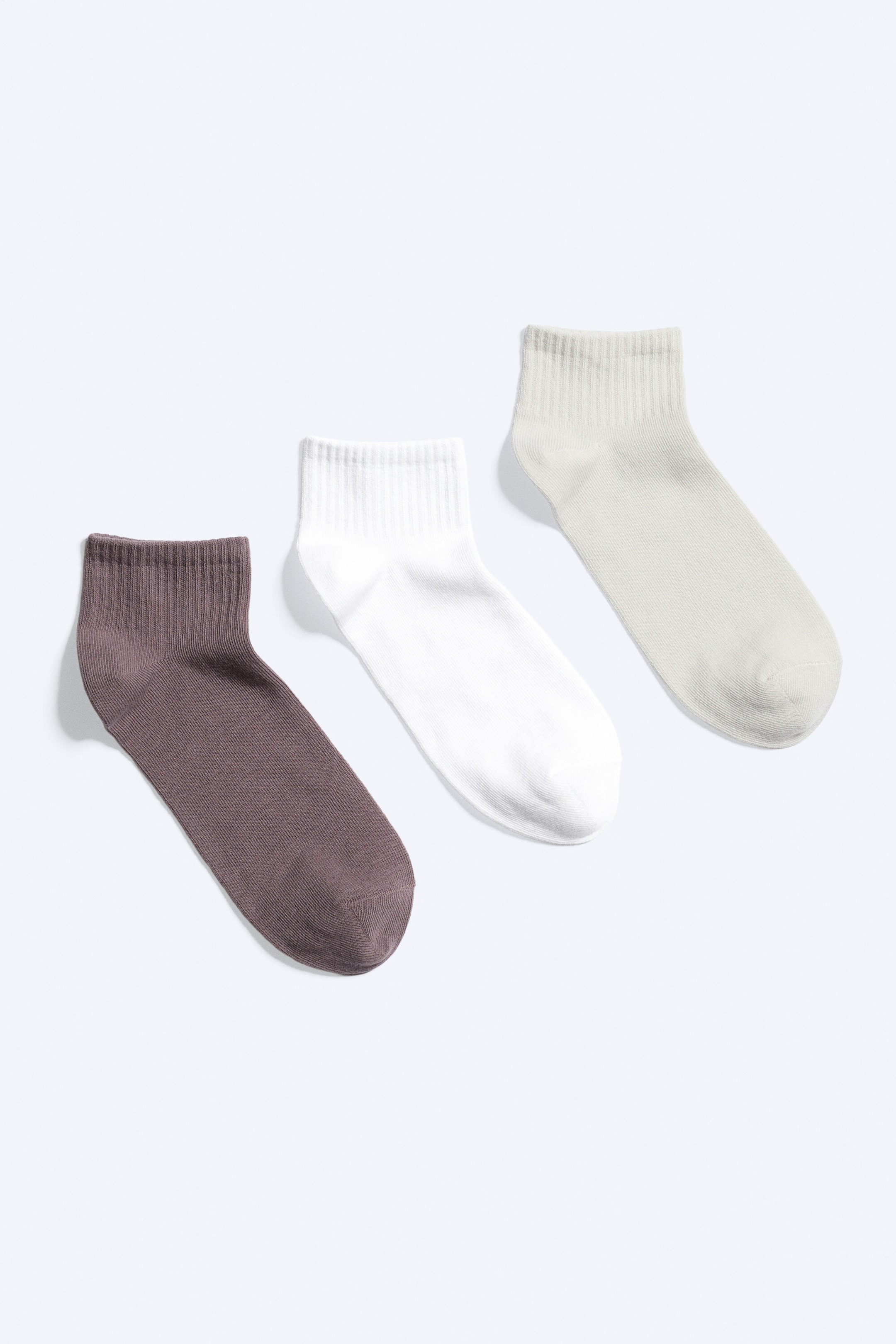 White/Purple/Grey - 3-pack low crew socks