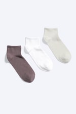 White/Purple/Grey - 3-pack low crew socks - 0