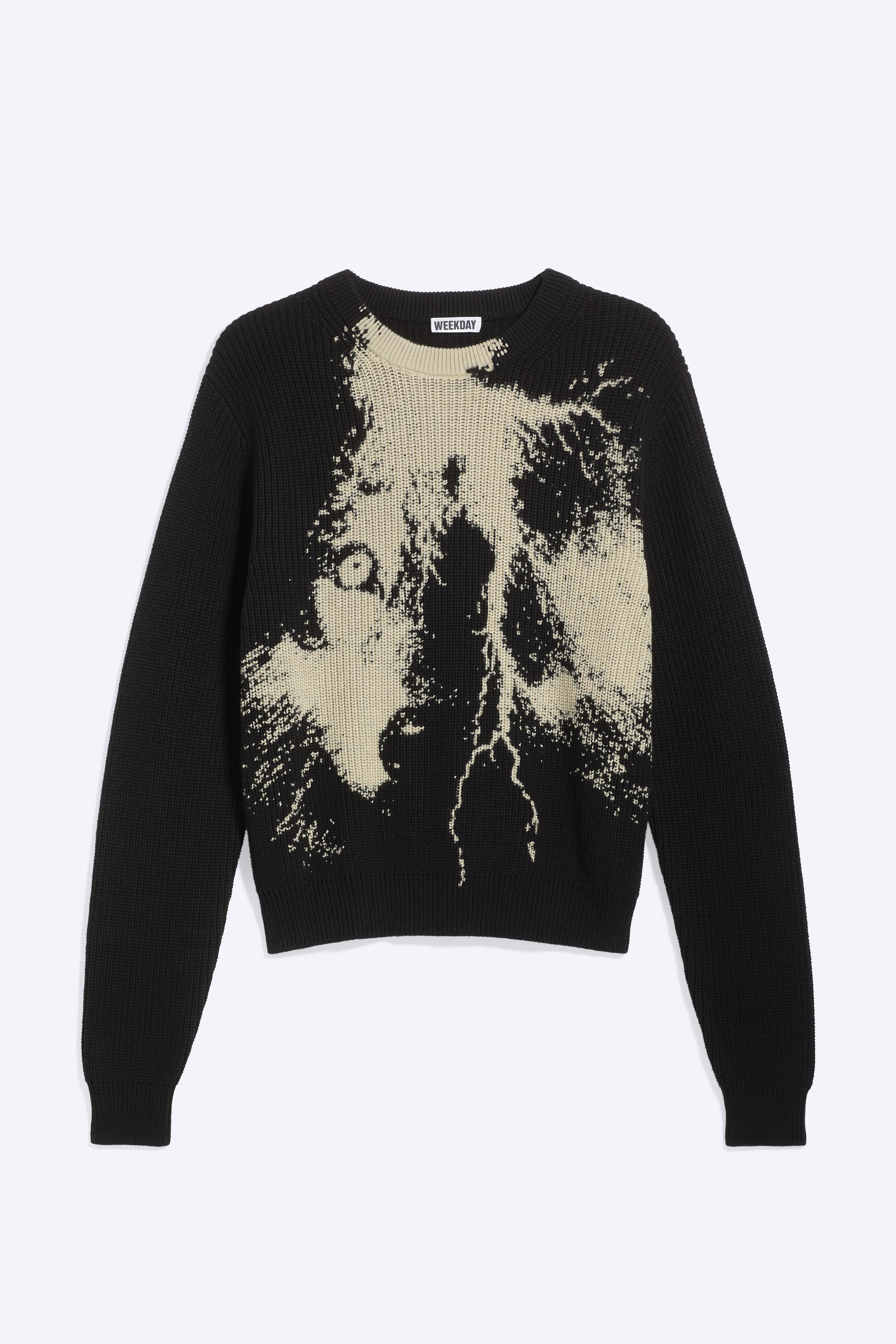 Grafischer Strickpullover - Schwarz - Blitz
