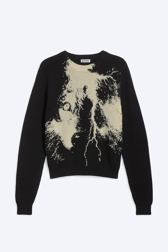 Sweter z grafiką - Czarny - Lightning - 1