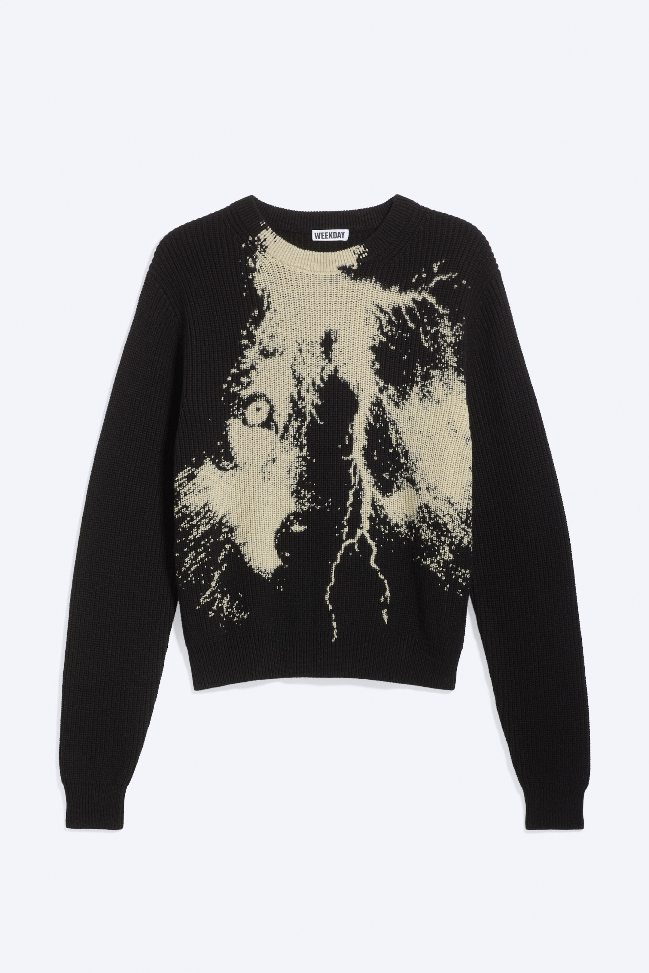 Schwarz - Blitz - Grafischer Strickpullover - 6