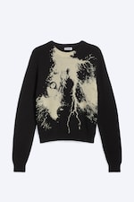 Schwarz - Blitz - Grafischer Strickpullover - 6