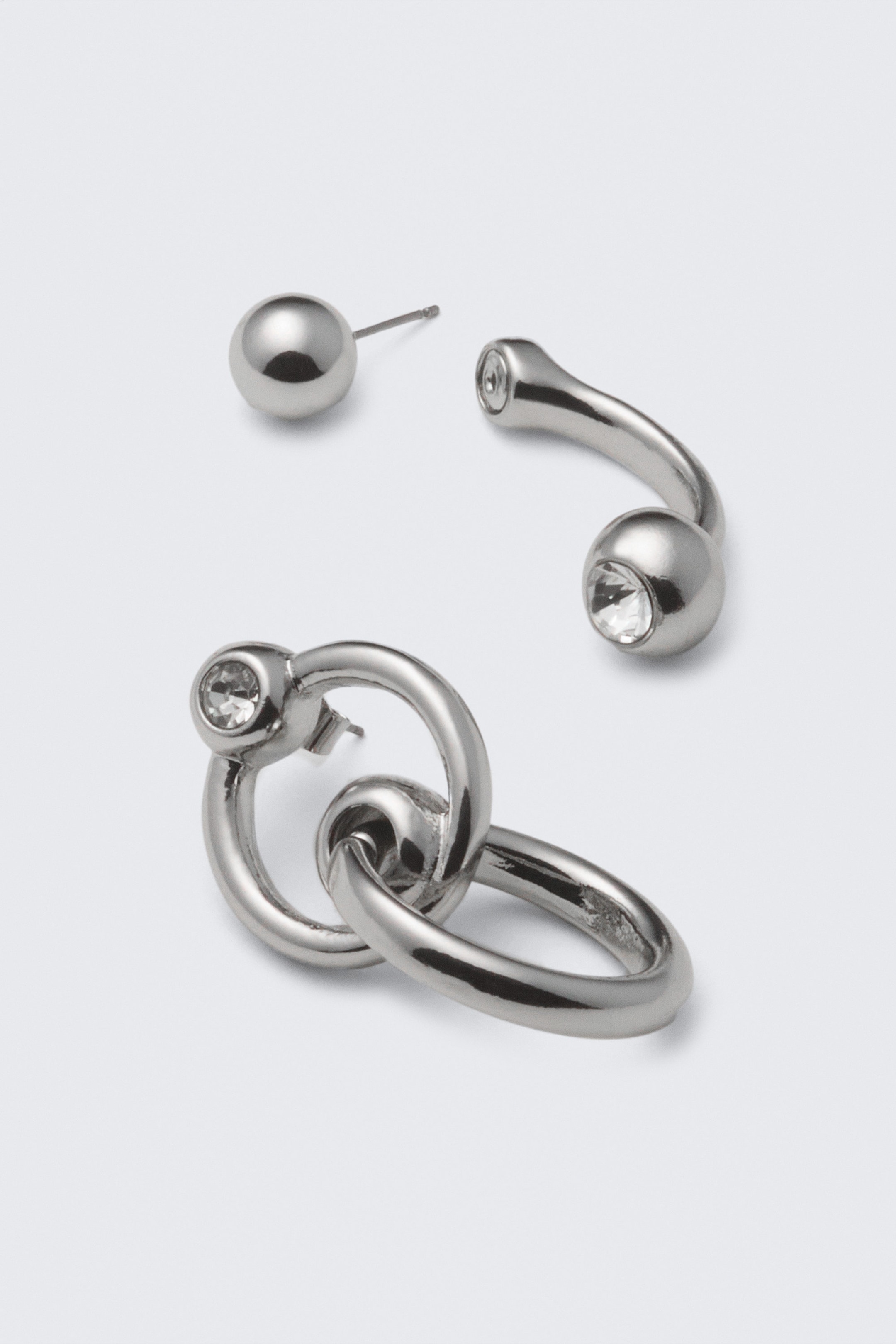 Silver - Mixed Pierced Hoop-örhängen - 1