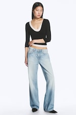 Kimberley Blue - Lys blå - Ample jeans med lavt liv, vide ben og løs passform - 0