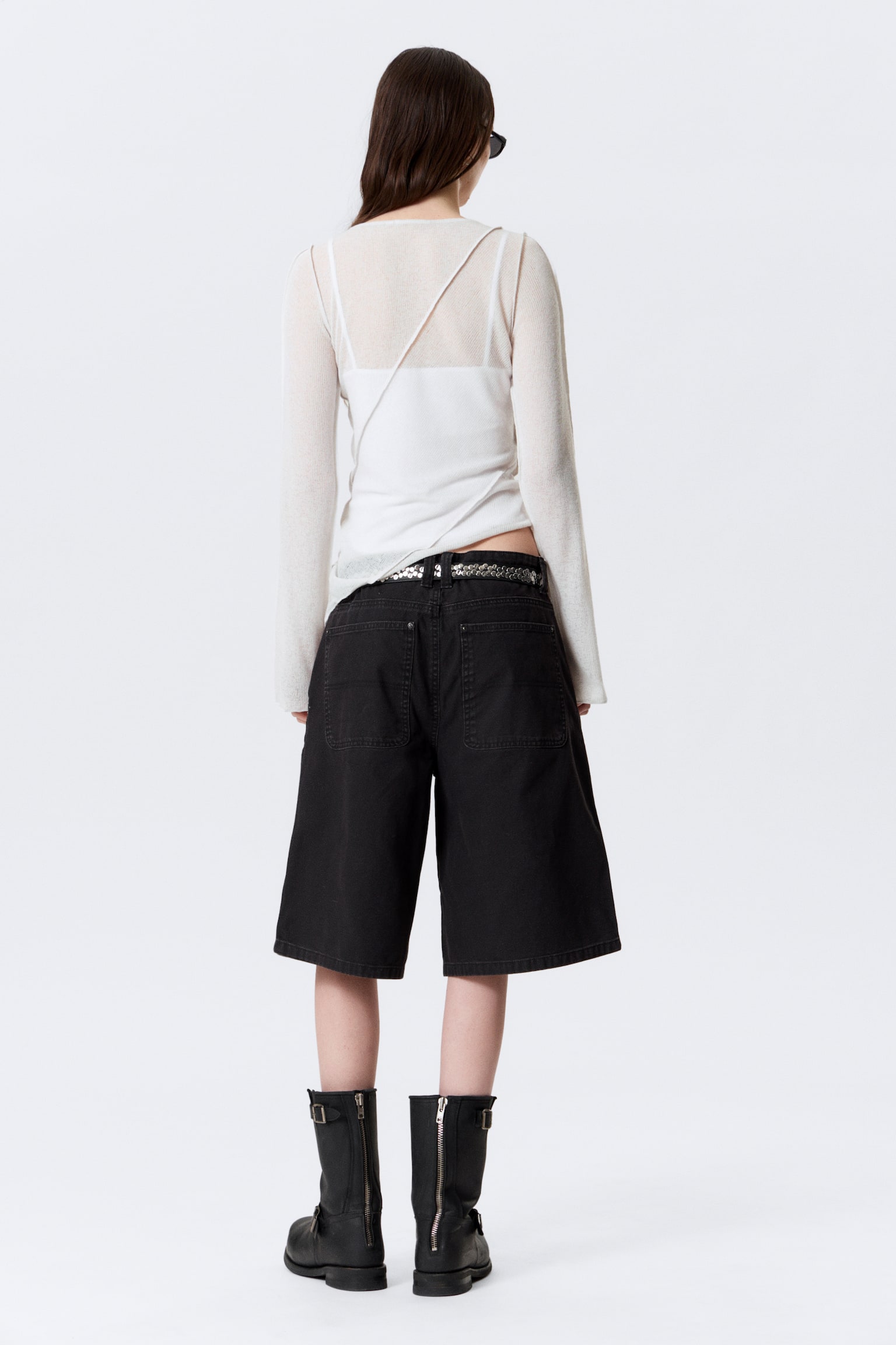 Áttetsző Aszimmetrikus Csónaknyakú Felső - Világos Bézs/Fekete - 6