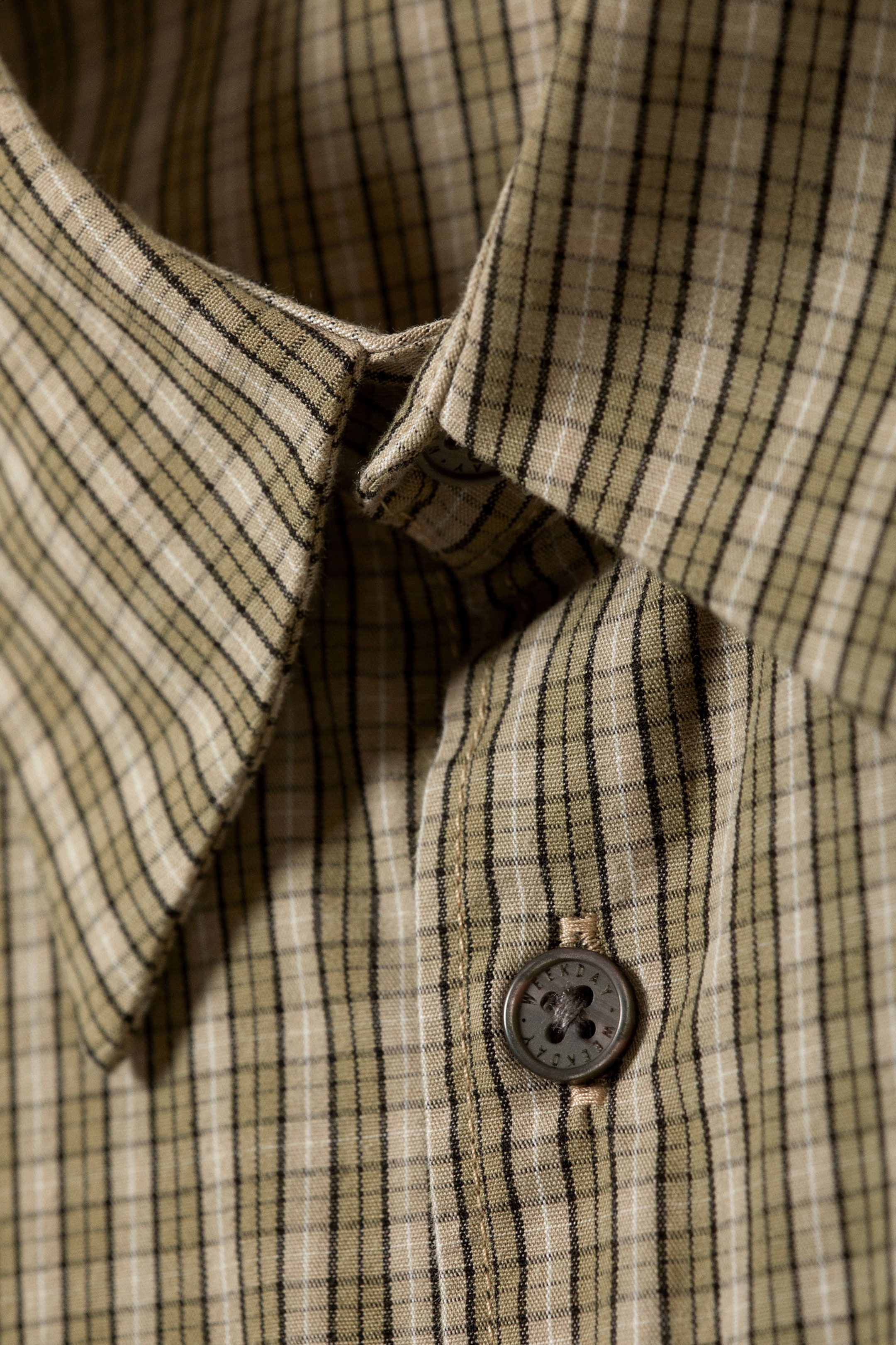 Checked Beige - Regular Fit Checked Cotton Shirt - 2