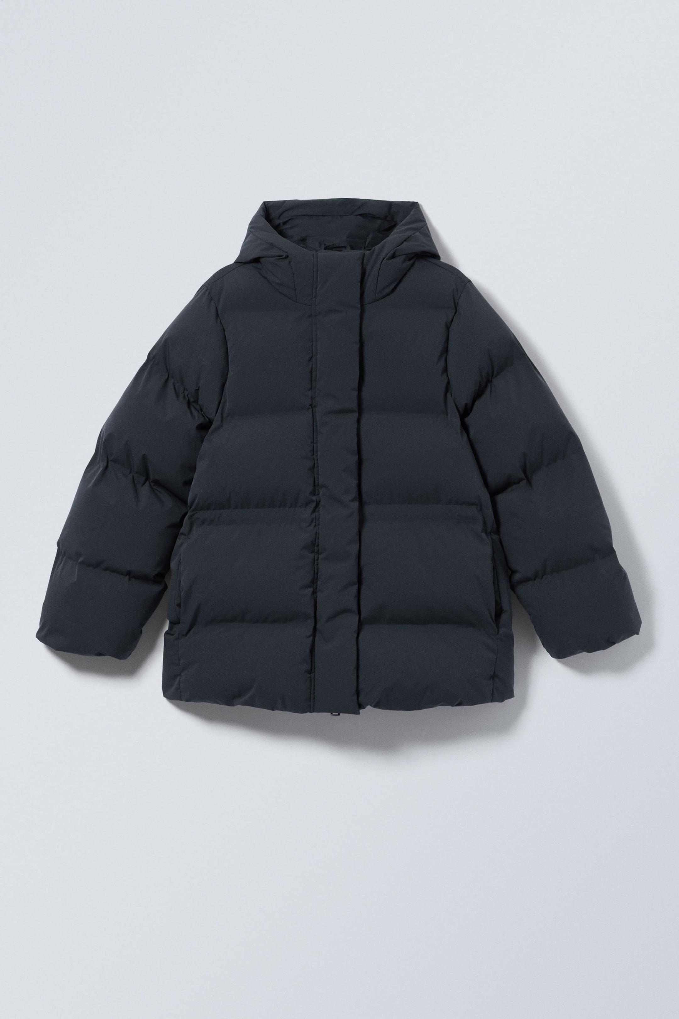 Dark Blue - Waisted Puffer Jacket - 0