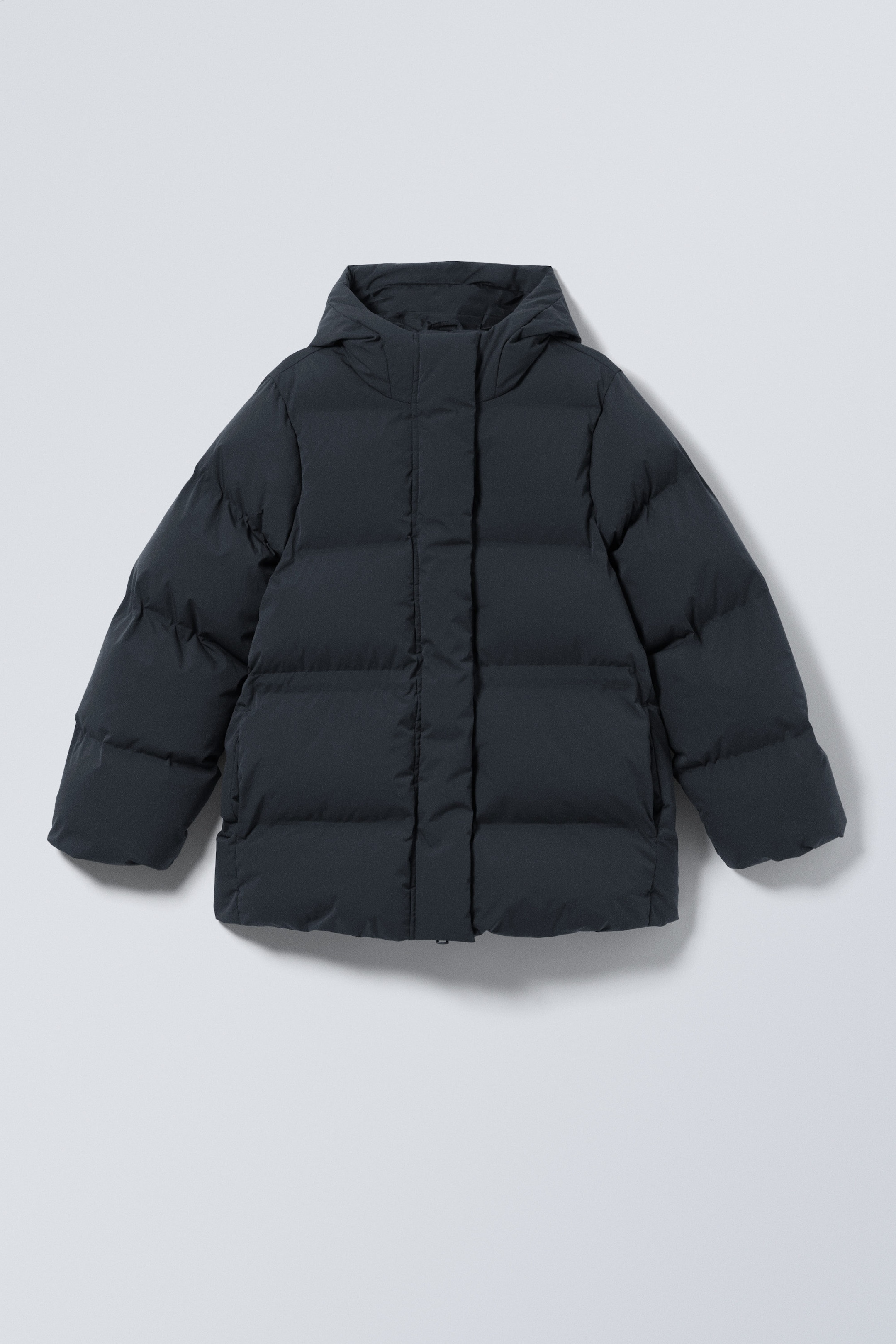 Dark Blue - Waisted Puffer Jacket - 0