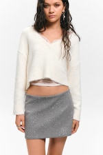 Grey - Mini Scuba Skirt - 1
