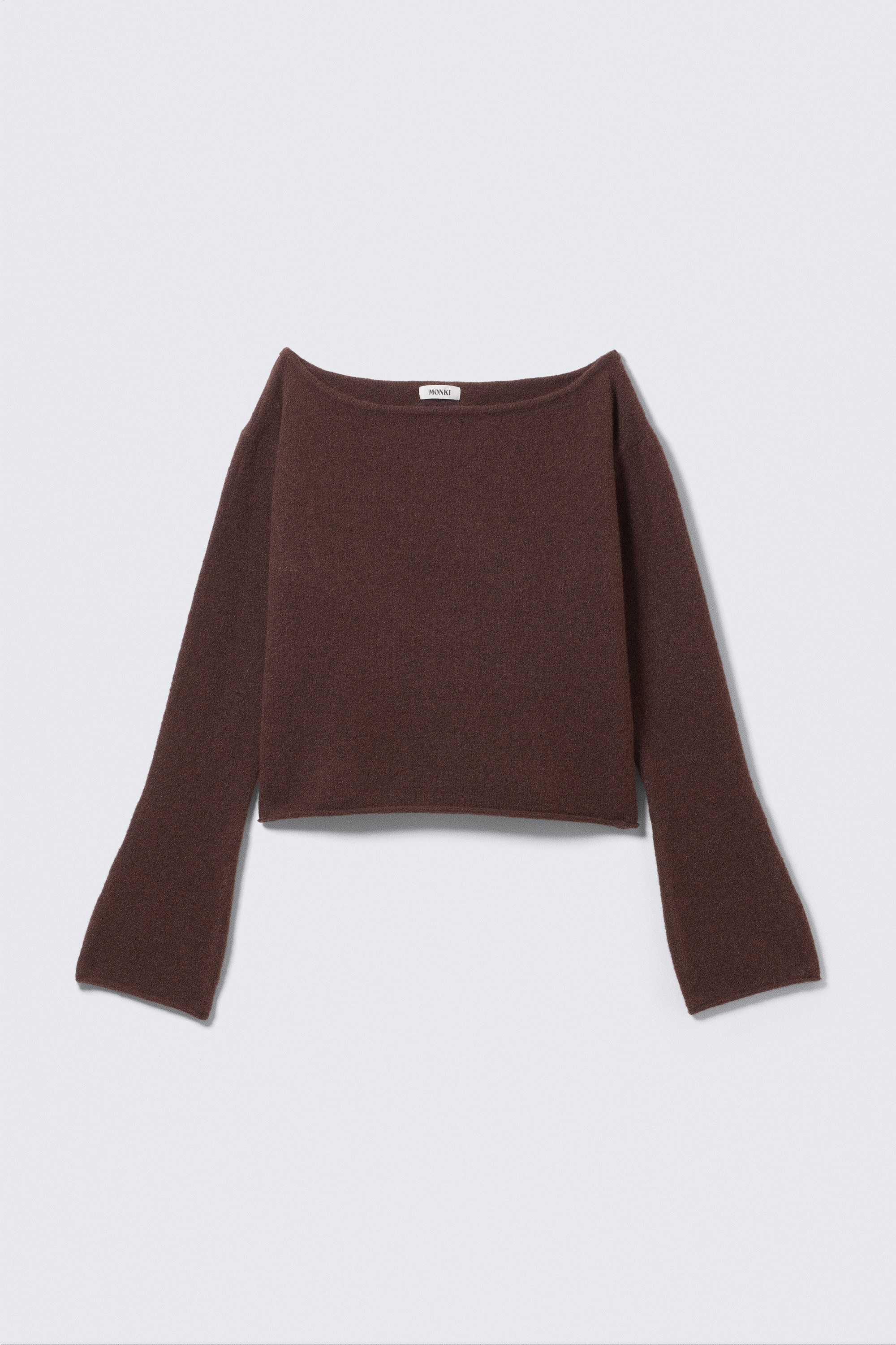 Jersey de cuello barco de punto suave - Marrón oscuro/Blanco claro/Azul empolvado