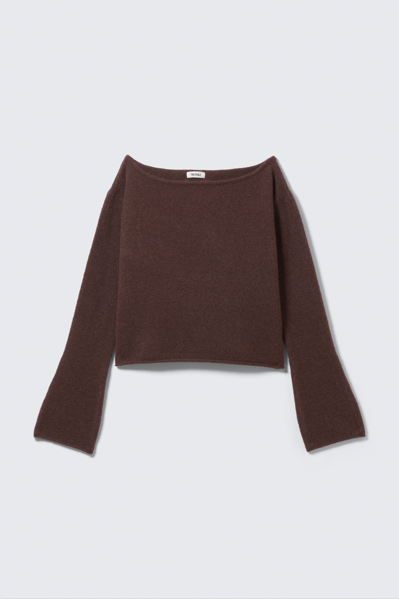 Soft Knit Boat-Neck Sweater - Dark Brown/Dusty Blue/Light White - 2