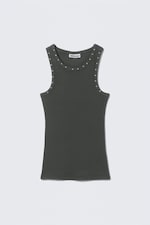 Donkergrijs - Studs - Tanktop met studs - 0