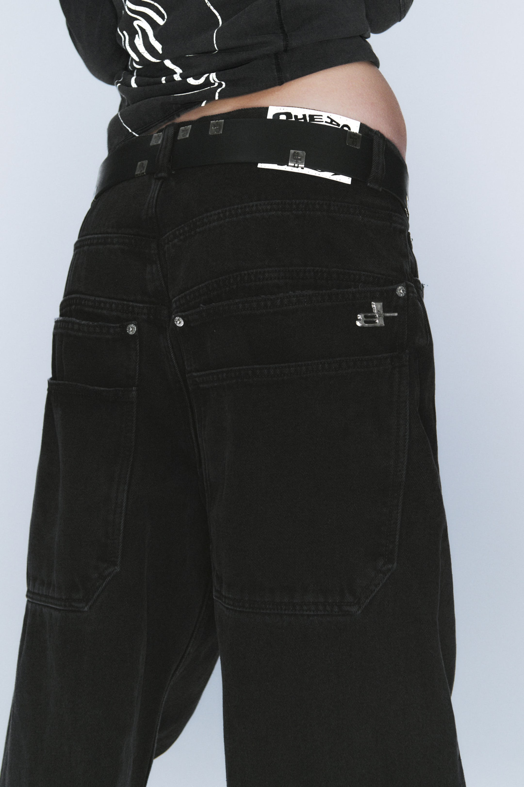 Verwaschenes Schwarz - CM x LB Looser Washed Black Unisex Jeans - 2