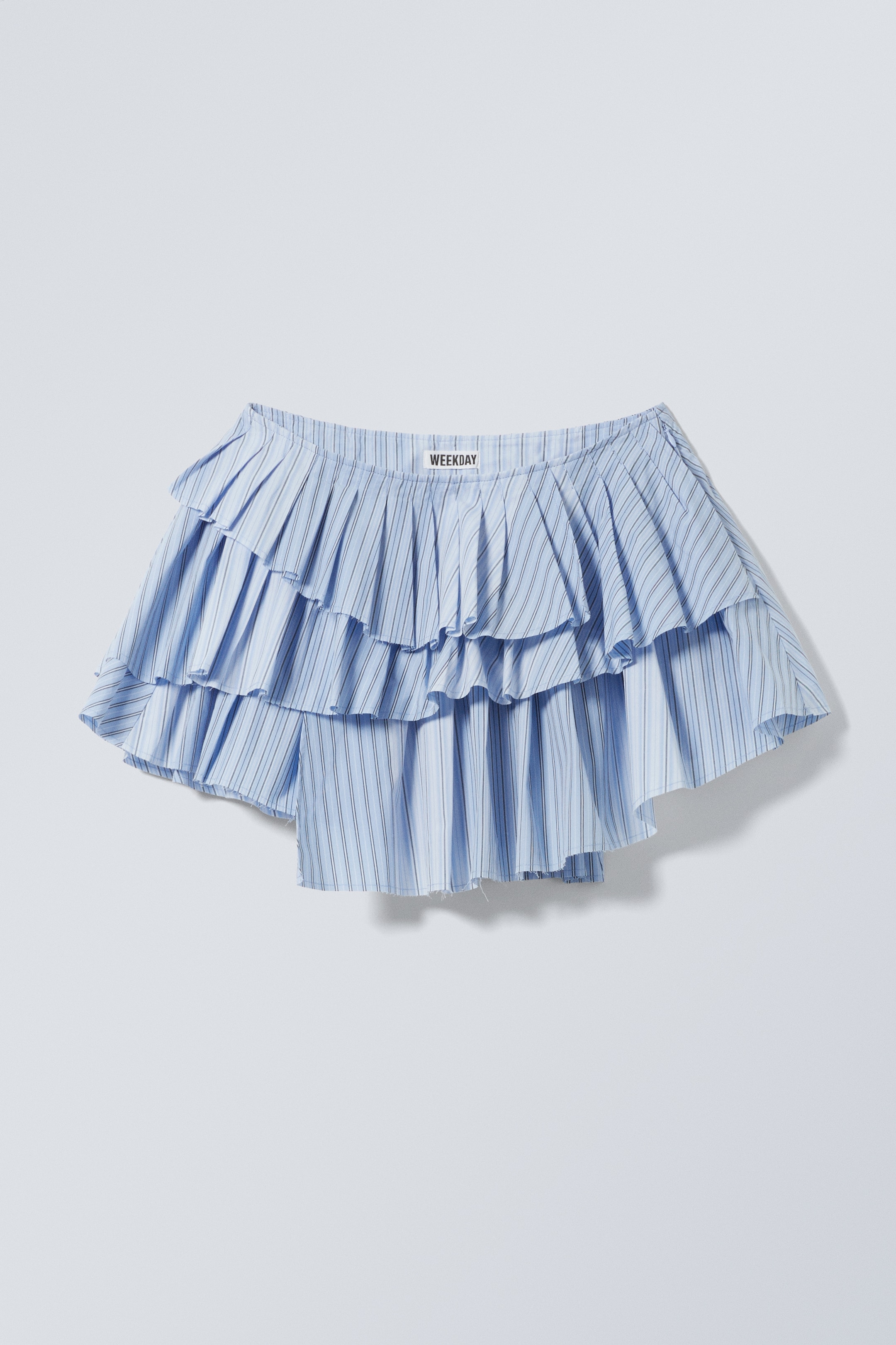 Nagyobb kép megtekintése: Pleated Layered Mini Skirt - Striped Light Blue - NŐI | H&M HU 1