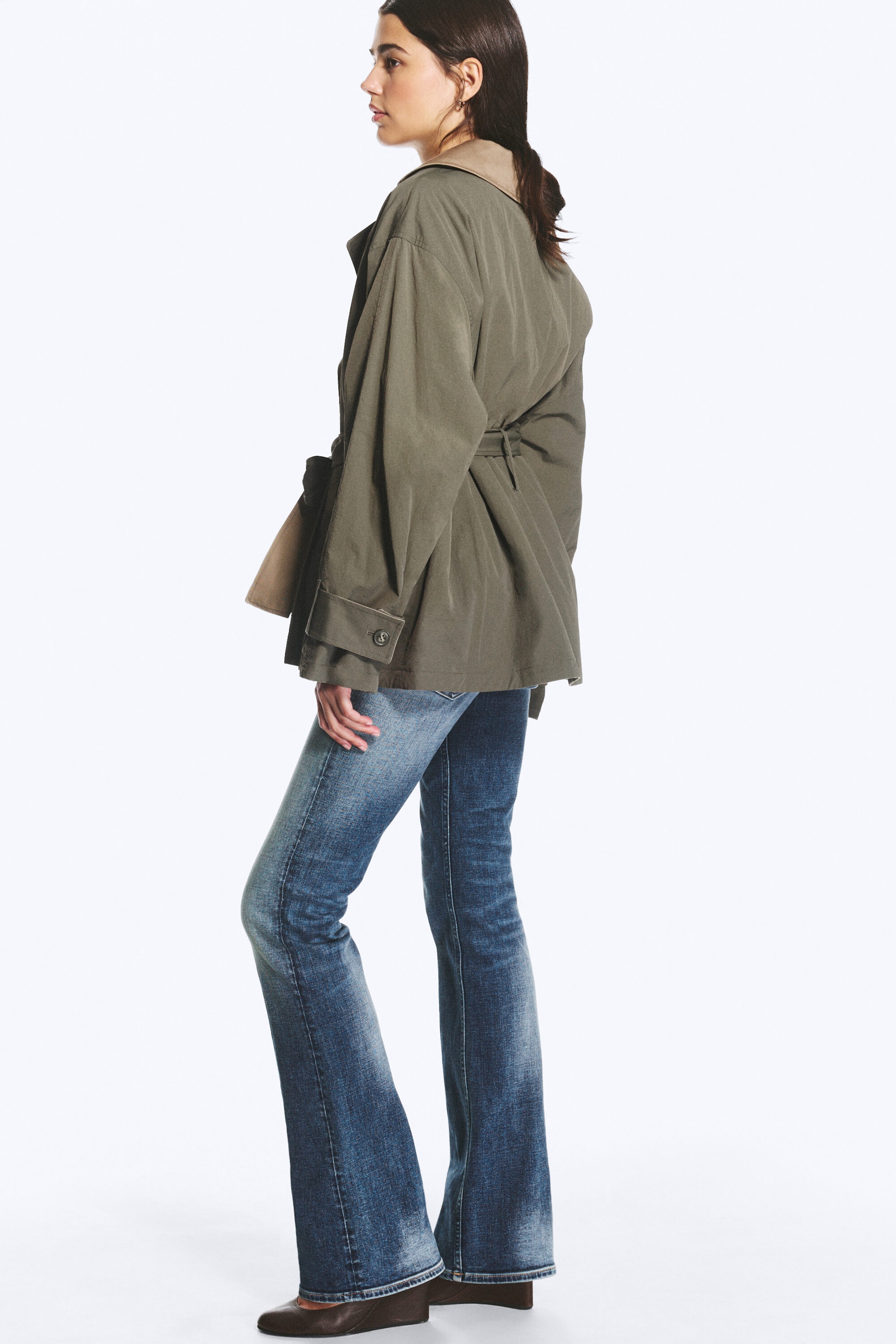 Beige et vert kaki - Trench-coat réversible à double boutonnage - 3