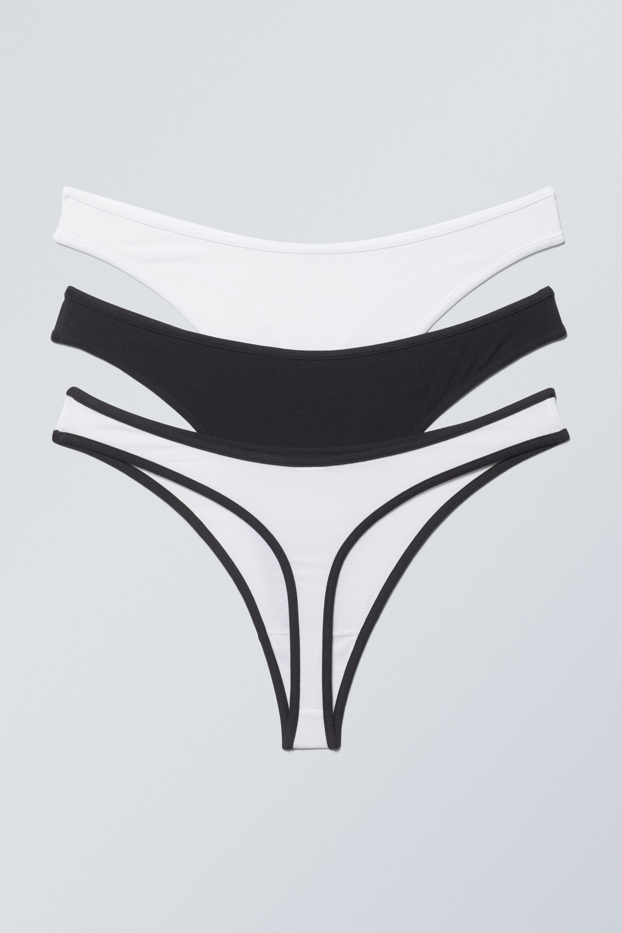 Black White - 3-pack Jade Cotton Thong - 1