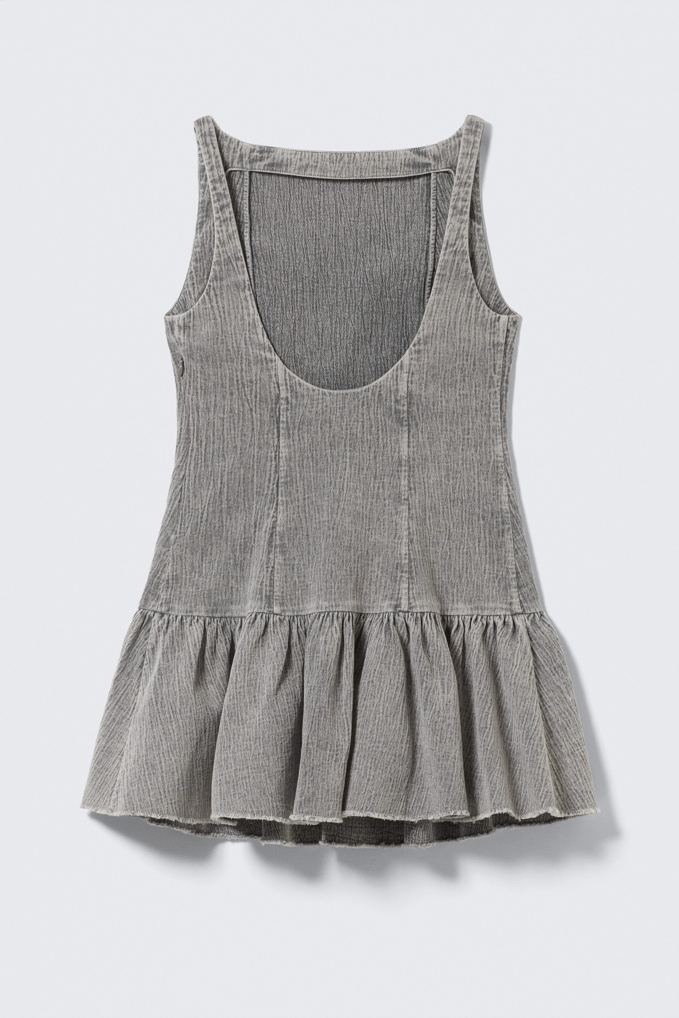 Ingrandisci l'immagine: Flared Boat-neck Mini Twill Dress - Washed Grey - DONNA | H&M CH 4