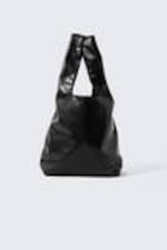 Black - Mini Faux Leather Tote - 0