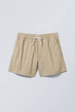 Beige - Regular Oxford Shorts - 0