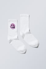 Smirky smiley - Printed Sport Socks - 0