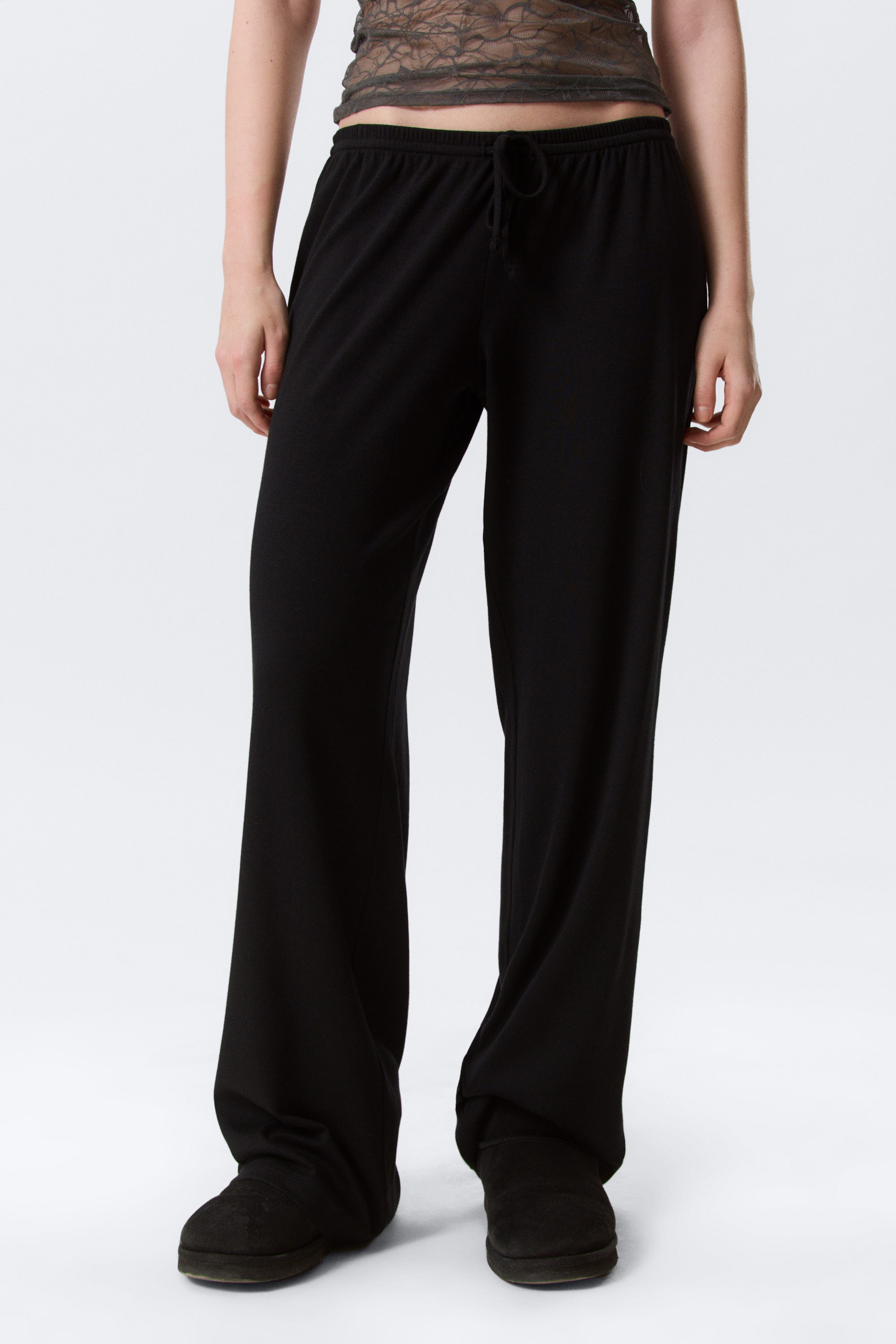 Black - Mid Rise Relaxed Pyjama Trousers - 2