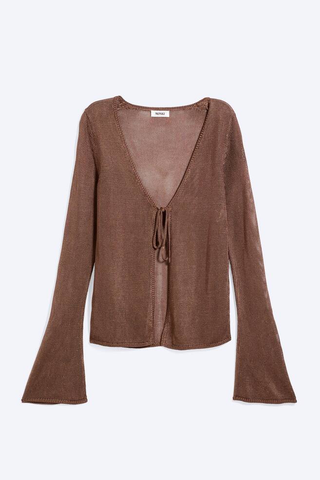 Cardigan in maglia con scollo a V - Marrone - 1
