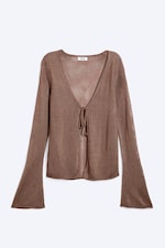 Bruin - Gebreid vest met V-hals - 3