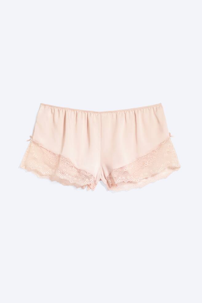 Korte satijnen kanten short - Light Dusty Peach/Oranje/Donkerbruin - 1