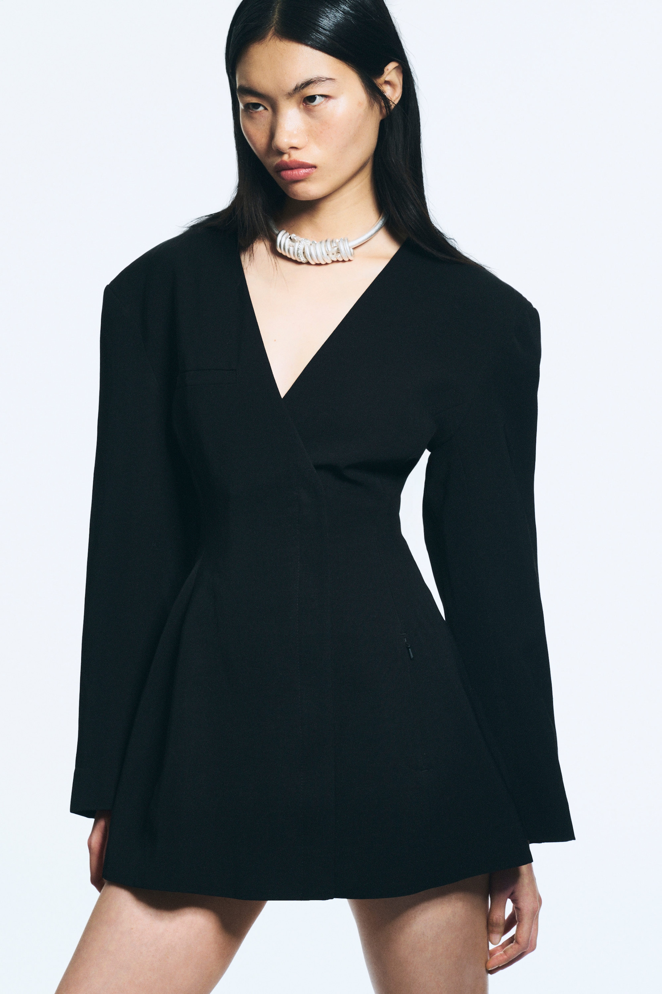 Noir - Robe blazer ajustée en mélange de lin - 3