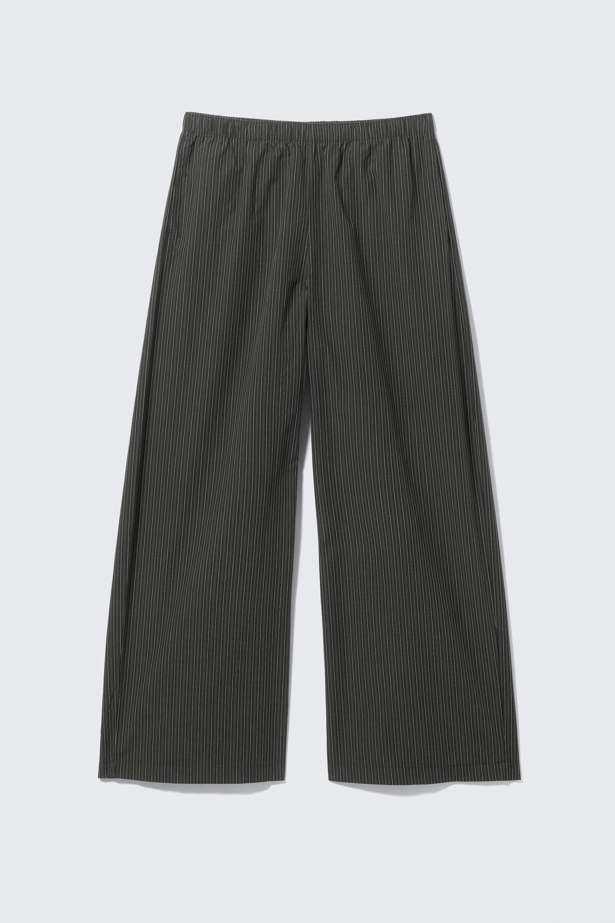 Low Loose Cotton Trousers - Striped Black