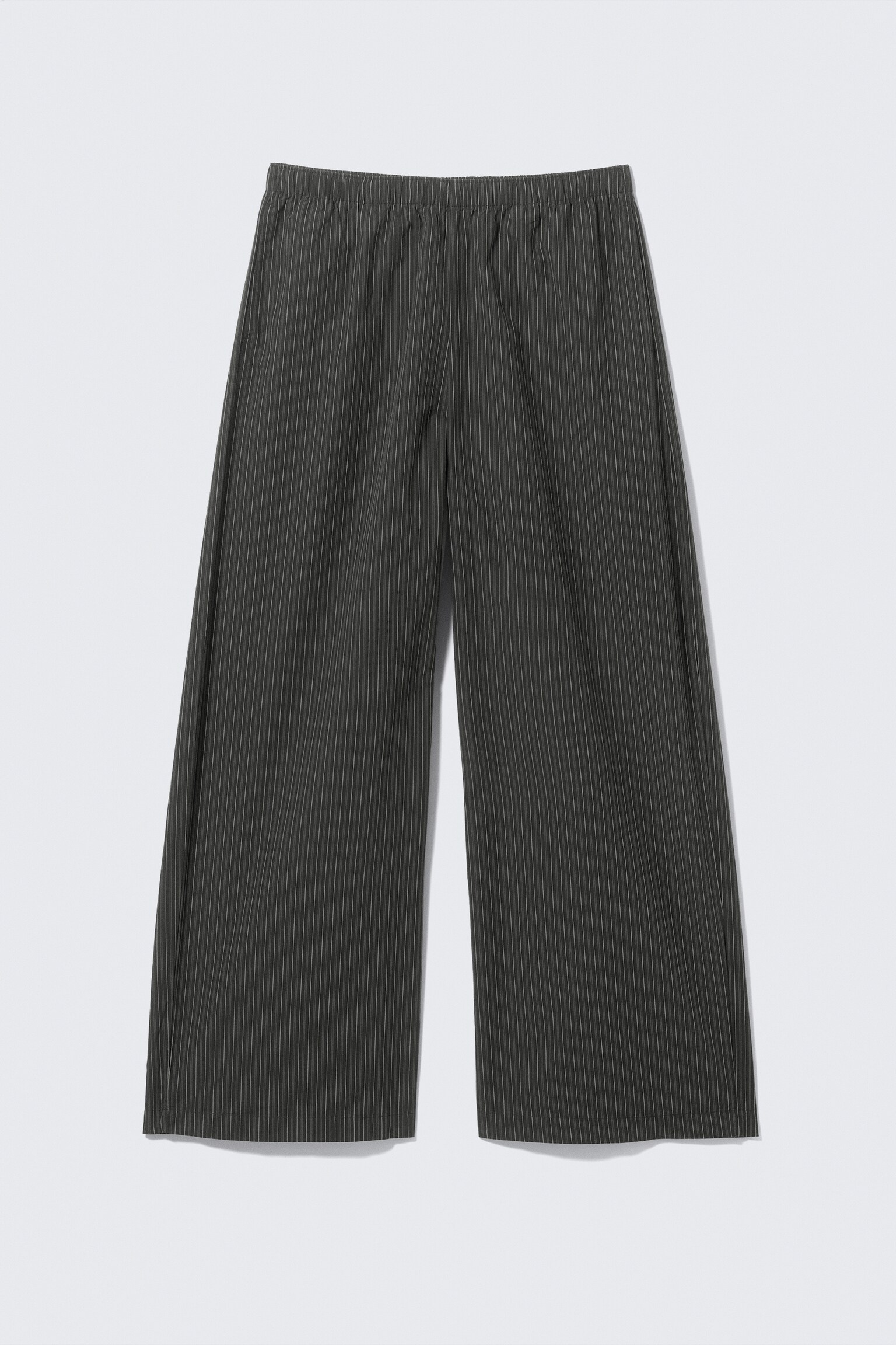 Losvallende katoenen broek met lage taille - Zwart met strepen - 2