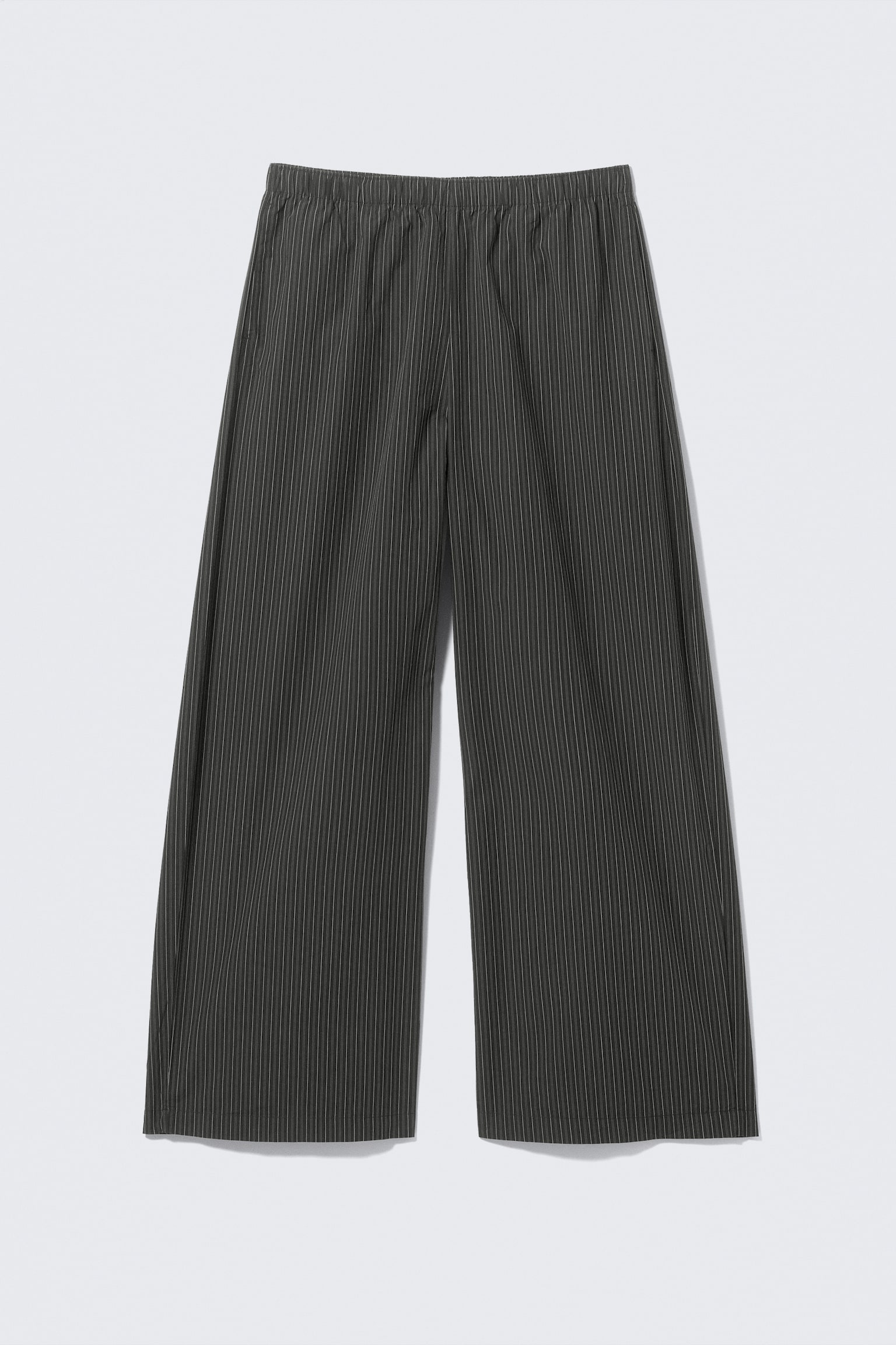 Losvallende katoenen broek met lage taille - Zwart met strepen